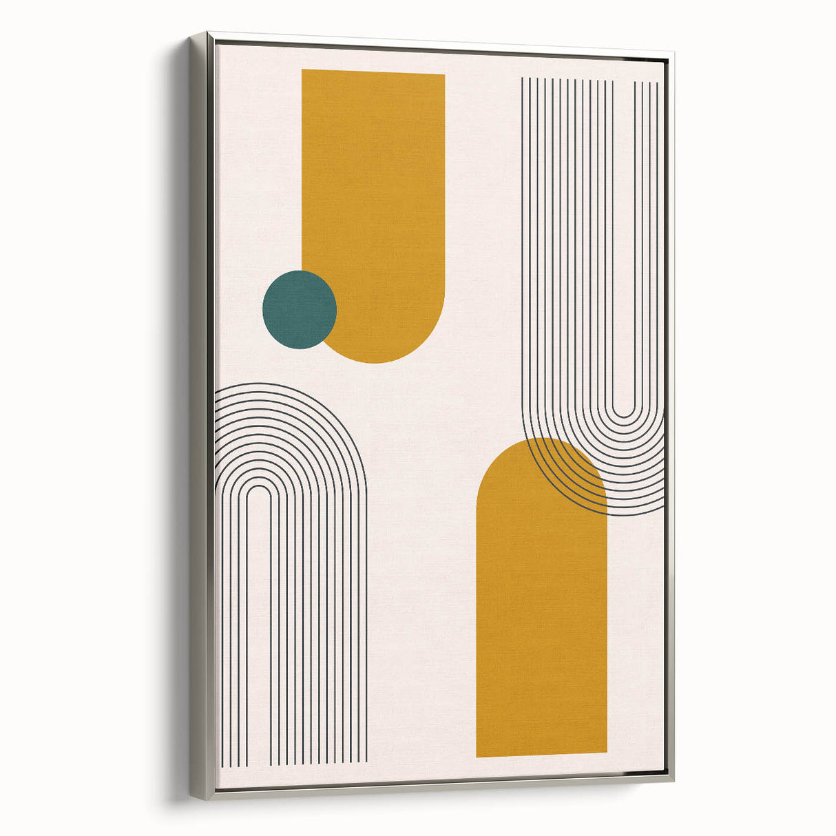 Modern Bohemian Wall Art - Geometric Boho Decor Canvas with Mustard and Teal Accents