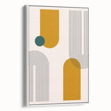 Modern Bohemian Wall Art - Geometric Boho Decor Canvas with Mustard and Teal Accents