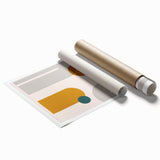 Modern Bohemian Wall Art - Geometric Boho Decor Canvas with Mustard and Teal Accents