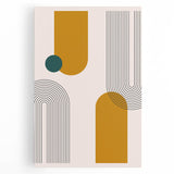 Modern Bohemian Wall Art - Geometric Boho Decor Canvas with Mustard and Teal Accents
