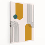 Modern Bohemian Wall Art - Geometric Boho Decor Canvas with Mustard and Teal Accents