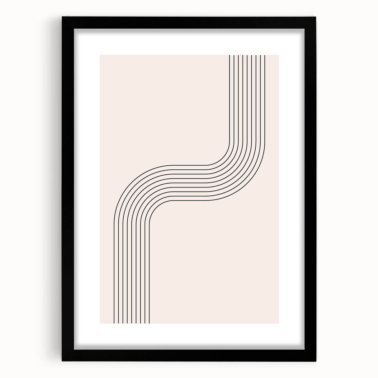 Minimalist Bohemian Wall Art - Geometric Boho Decor Canvas with Curved Lines