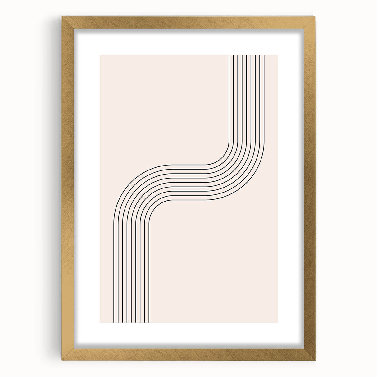 Minimalist Bohemian Wall Art - Geometric Boho Decor Canvas with Curved Lines
