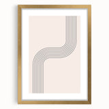 Minimalist Bohemian Wall Art - Geometric Boho Decor Canvas with Curved Lines