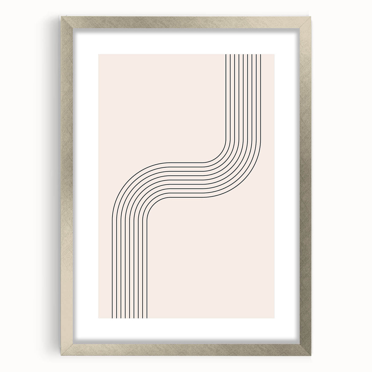 Minimalist Bohemian Wall Art - Geometric Boho Decor Canvas with Curved Lines