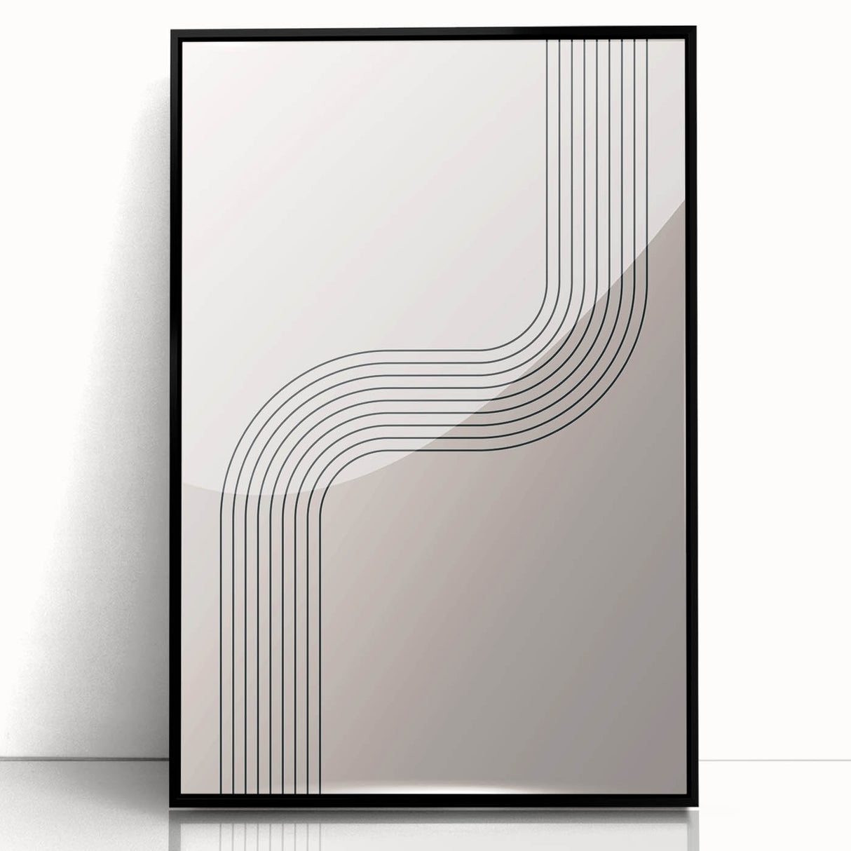 Minimalist Bohemian Wall Art - Geometric Boho Decor Canvas with Curved Lines