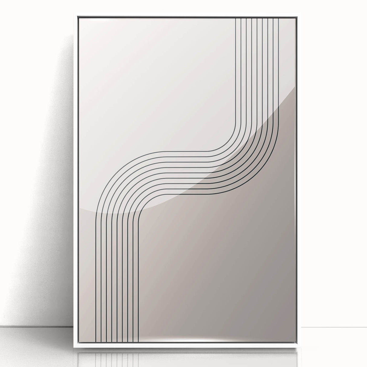Minimalist Bohemian Wall Art - Geometric Boho Decor Canvas with Curved Lines