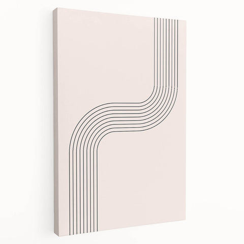 Minimalist Bohemian Wall Art - Geometric Boho Decor Canvas with Curved Lines