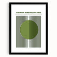 Bohemian Green Striped Circle Art | Eclectic Bauhaus Boho Decor Print