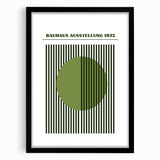 Bohemian Green Striped Circle Art | Eclectic Bauhaus Boho Decor Print