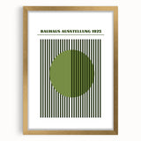 Bohemian Green Striped Circle Art | Eclectic Bauhaus Boho Decor Print