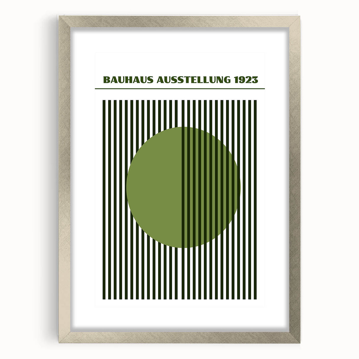 Bohemian Green Striped Circle Art | Eclectic Bauhaus Boho Decor Print