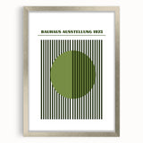 Bohemian Green Striped Circle Art | Eclectic Bauhaus Boho Decor Print