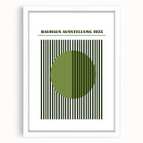 Bohemian Green Striped Circle Art | Eclectic Bauhaus Boho Decor Print
