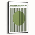 Bohemian Green Striped Circle Art | Eclectic Bauhaus Boho Decor Print