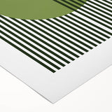Bohemian Green Striped Circle Art | Eclectic Bauhaus Boho Decor Print