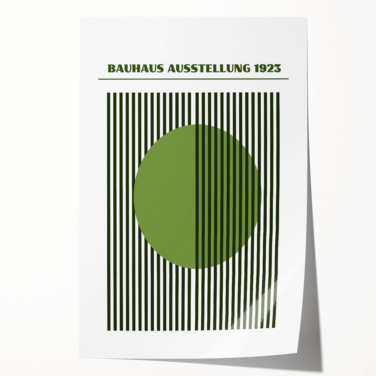 Bohemian Green Striped Circle Art | Eclectic Bauhaus Boho Decor Print