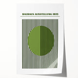 Bohemian Green Striped Circle Art | Eclectic Bauhaus Boho Decor Print