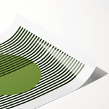 Bohemian Green Striped Circle Art | Eclectic Bauhaus Boho Decor Print