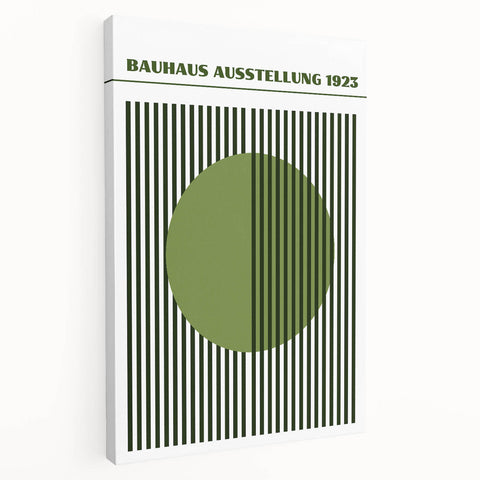 Bohemian Green Striped Circle Art | Eclectic Bauhaus Boho Decor Print