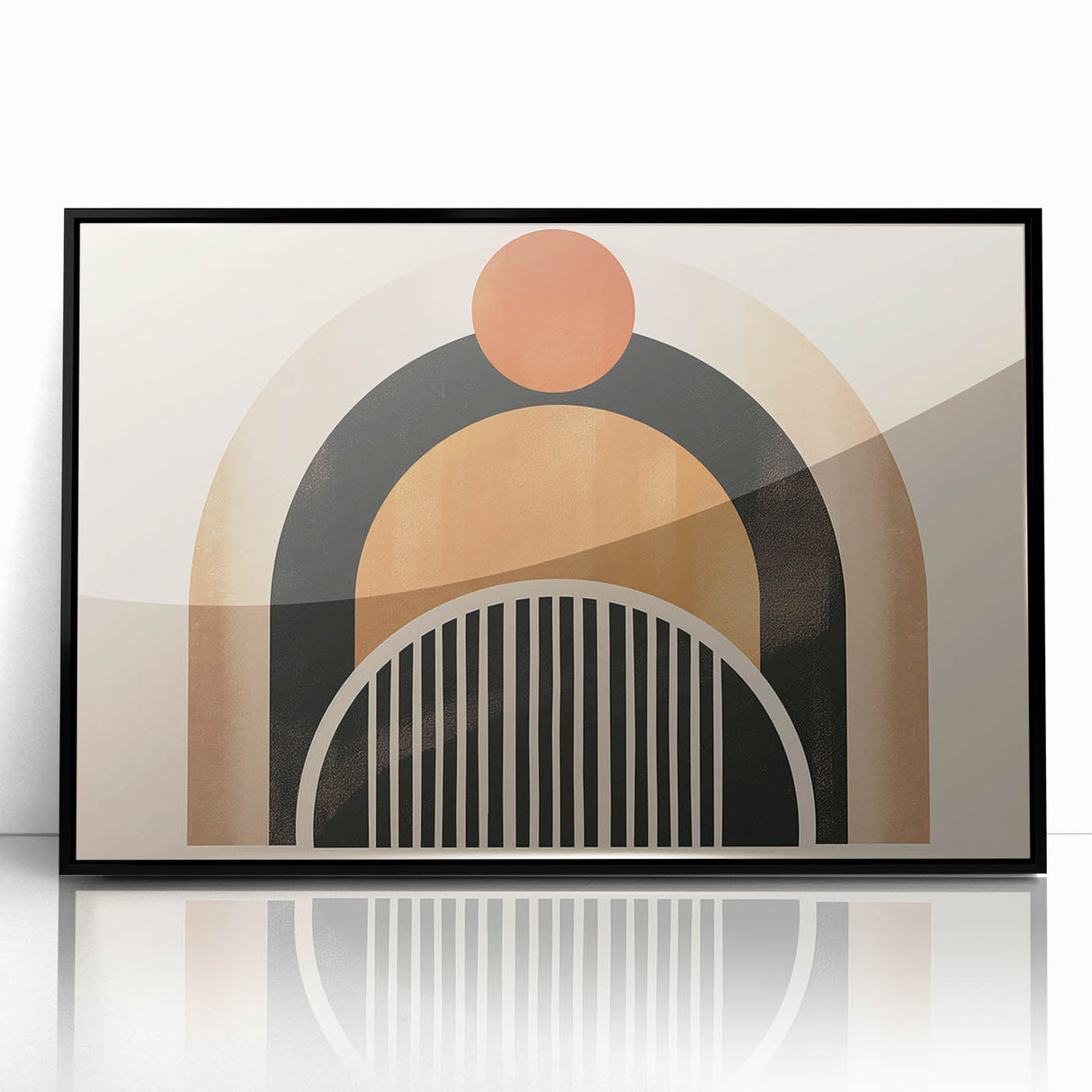 Boho Geometric Wall Art - Earthy Arch and Circle Bohemian Canvas Print