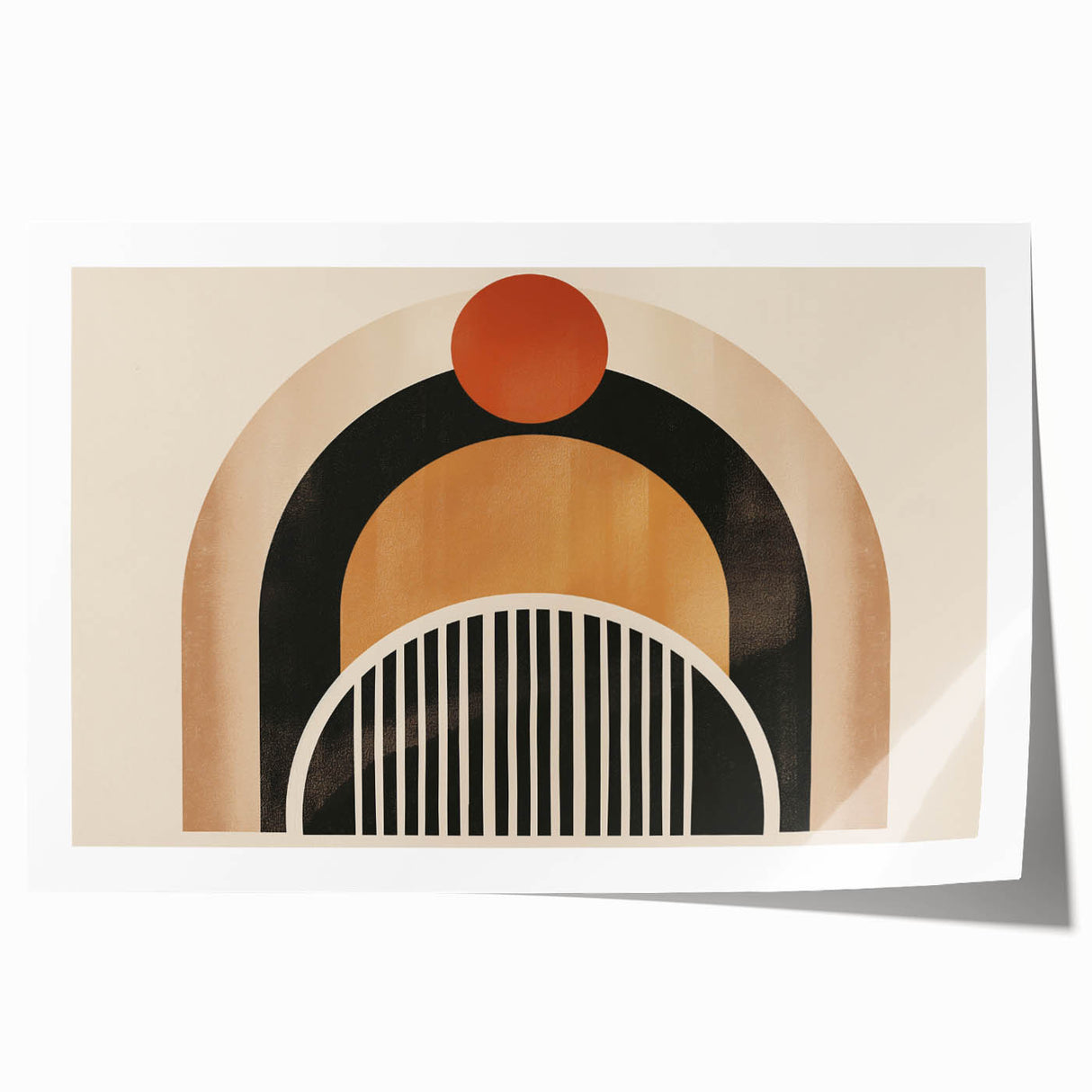 Boho Geometric Wall Art - Earthy Arch and Circle Bohemian Canvas Print