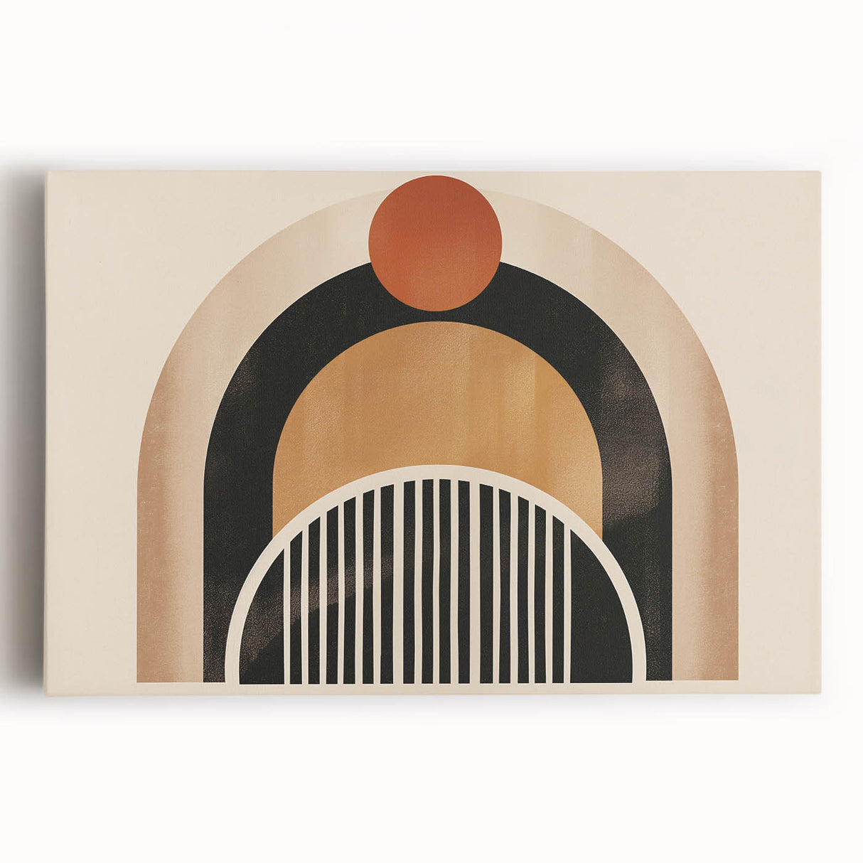 Boho Geometric Wall Art - Earthy Arch and Circle Bohemian Canvas Print