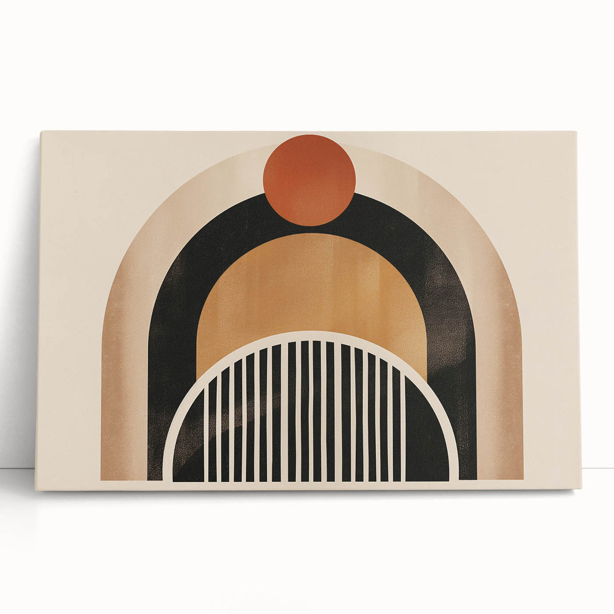 Boho Geometric Wall Art - Earthy Arch and Circle Bohemian Canvas Print