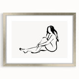 Boho Chic Wall Art - Minimalist Line Art Nude Figure Bohemian Canvas