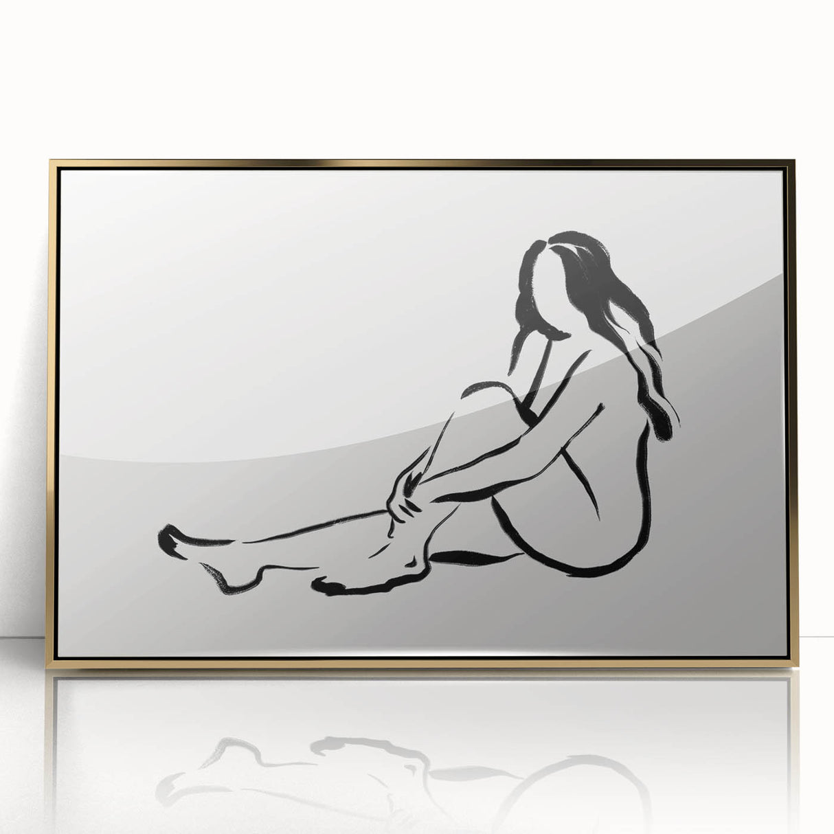 Boho Chic Wall Art - Minimalist Line Art Nude Figure Bohemian Canvas