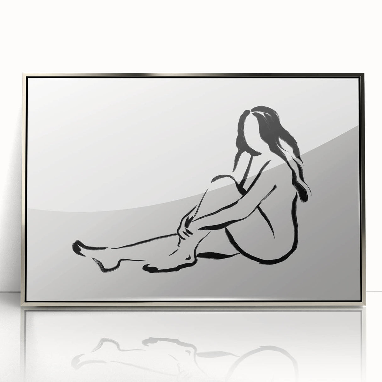 Boho Chic Wall Art - Minimalist Line Art Nude Figure Bohemian Canvas