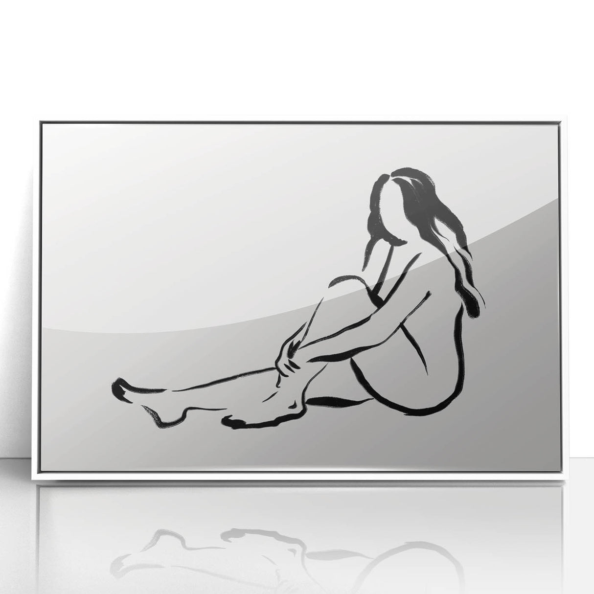 Boho Chic Wall Art - Minimalist Line Art Nude Figure Bohemian Canvas