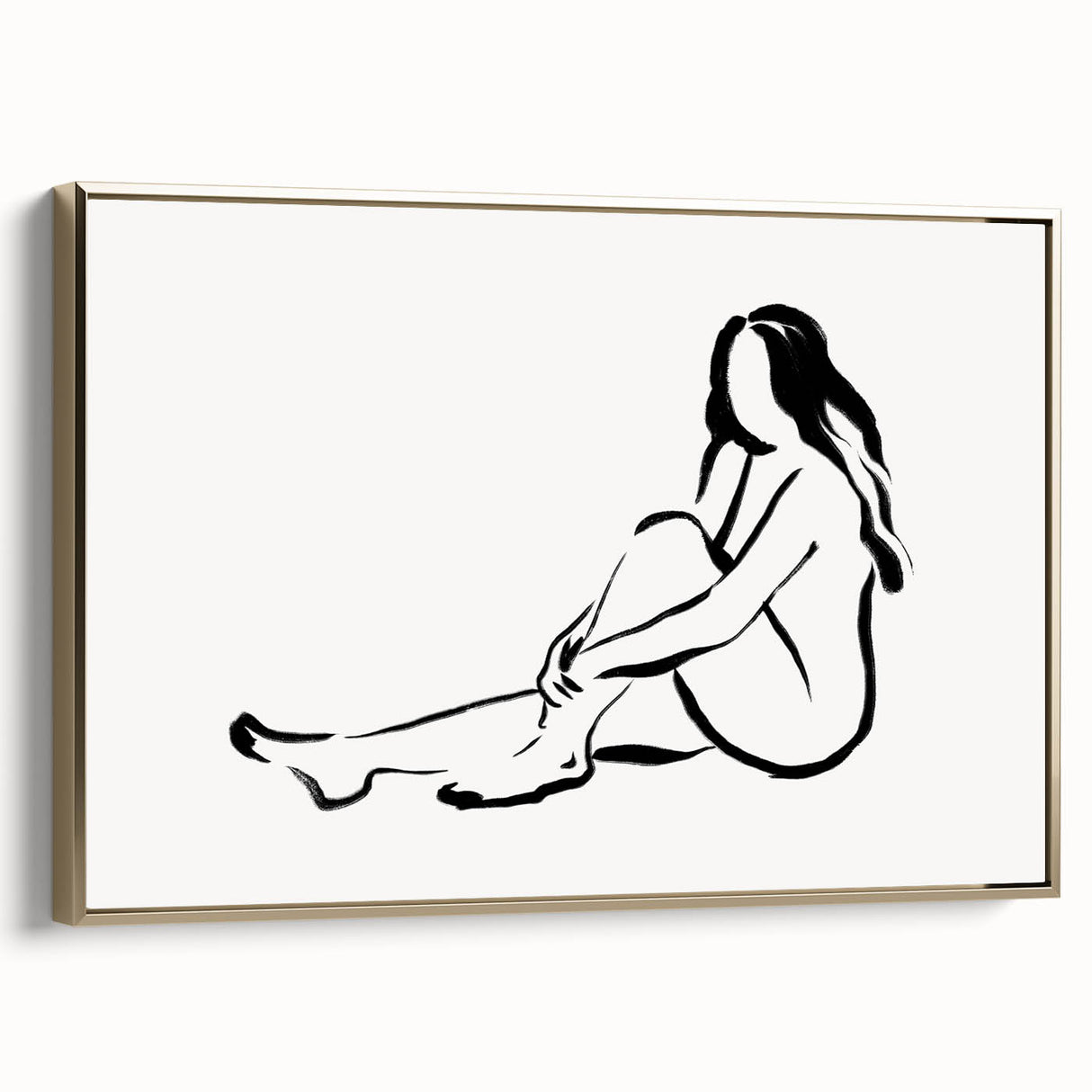 Boho Chic Wall Art - Minimalist Line Art Nude Figure Bohemian Canvas