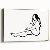 Boho Chic Wall Art - Minimalist Line Art Nude Figure Bohemian Canvas