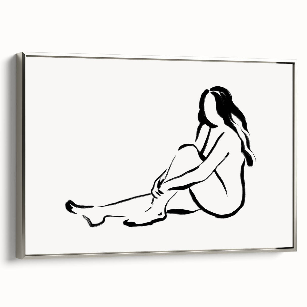 Boho Chic Wall Art - Minimalist Line Art Nude Figure Bohemian Canvas