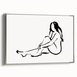 Boho Chic Wall Art - Minimalist Line Art Nude Figure Bohemian Canvas