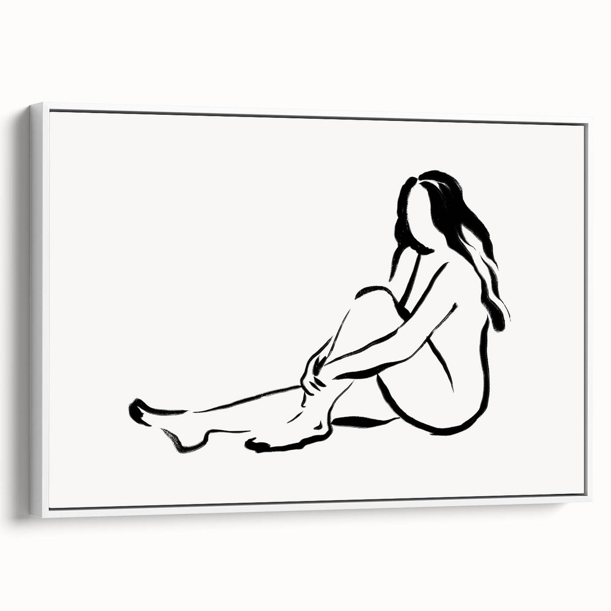 Boho Chic Wall Art - Minimalist Line Art Nude Figure Bohemian Canvas