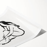 Boho Chic Wall Art - Minimalist Line Art Nude Figure Bohemian Canvas