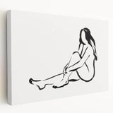 Boho Chic Wall Art - Minimalist Line Art Nude Figure Bohemian Canvas