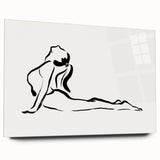 Bohemian Wall Art - Minimalist Line Art Nude in Relaxed Pose Canvas