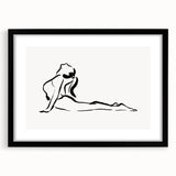 Bohemian Wall Art - Minimalist Line Art Nude in Relaxed Pose Canvas