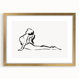 Bohemian Wall Art - Minimalist Line Art Nude in Relaxed Pose Canvas
