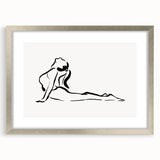 Bohemian Wall Art - Minimalist Line Art Nude in Relaxed Pose Canvas