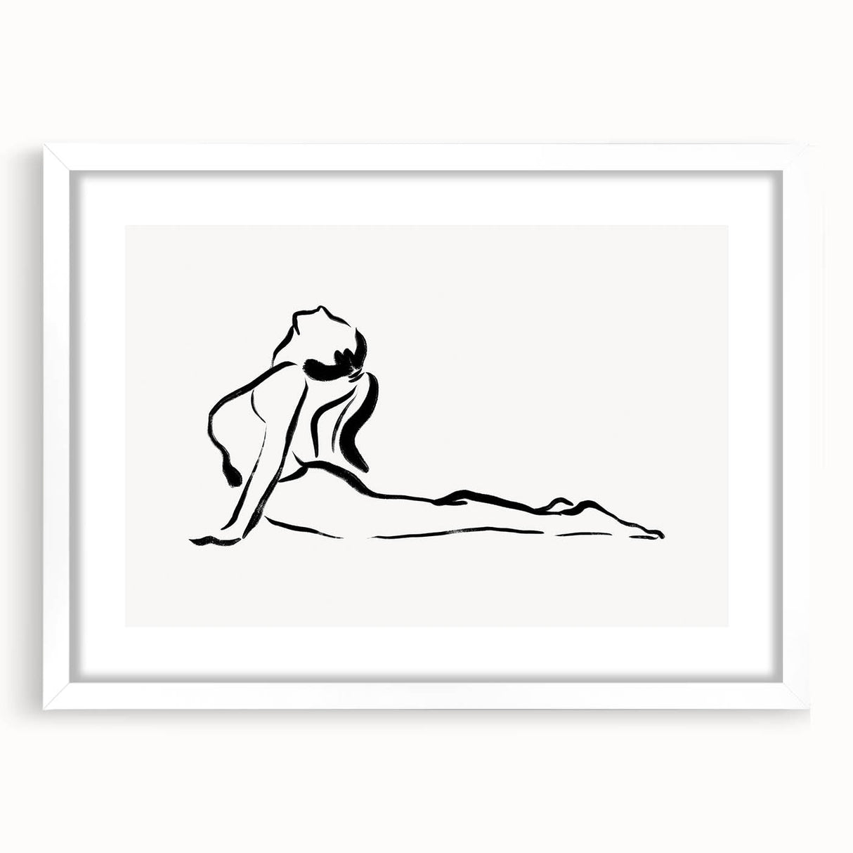 Bohemian Wall Art - Minimalist Line Art Nude in Relaxed Pose Canvas