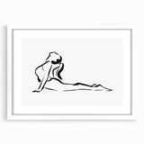 Bohemian Wall Art - Minimalist Line Art Nude in Relaxed Pose Canvas