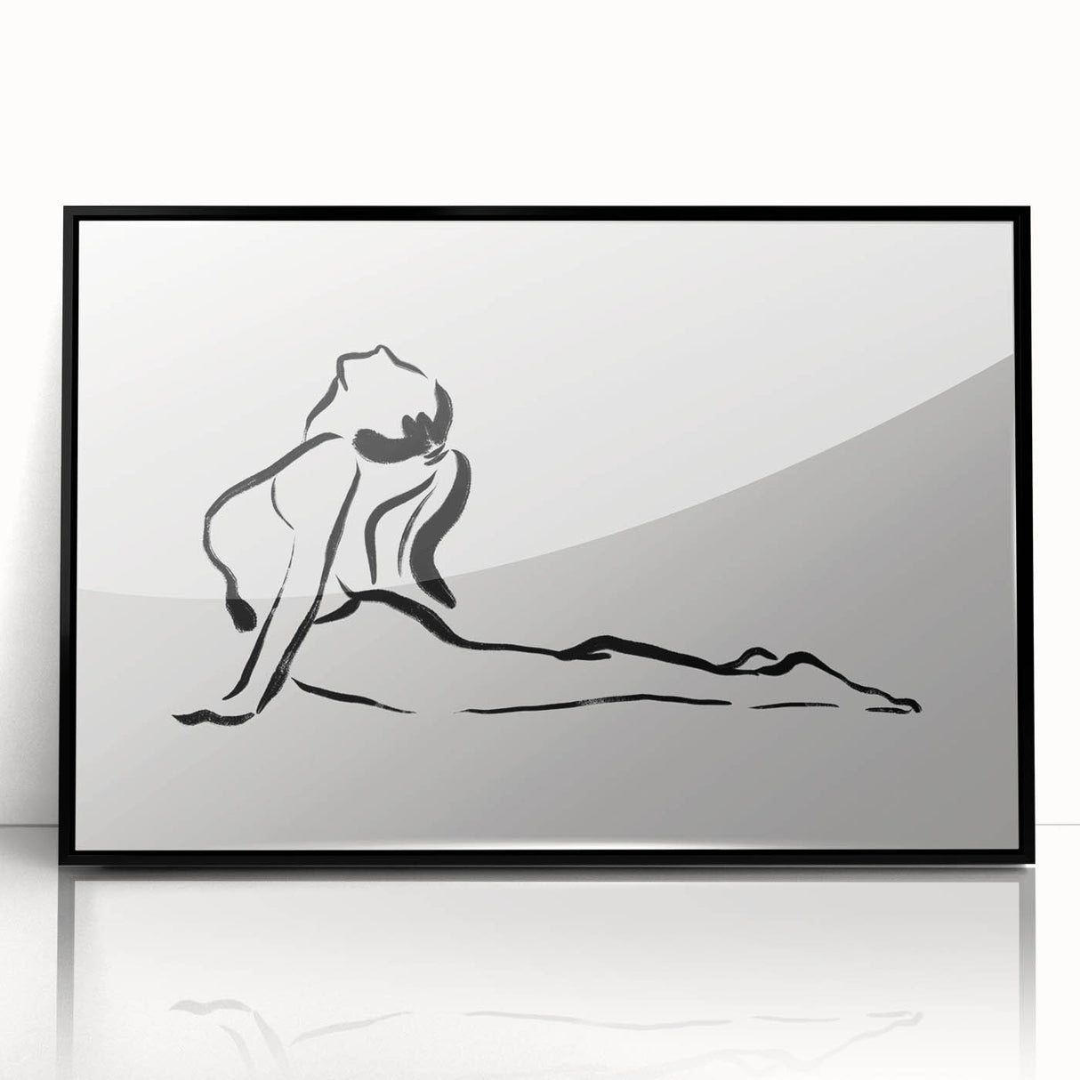 Bohemian Wall Art - Minimalist Line Art Nude in Relaxed Pose Canvas