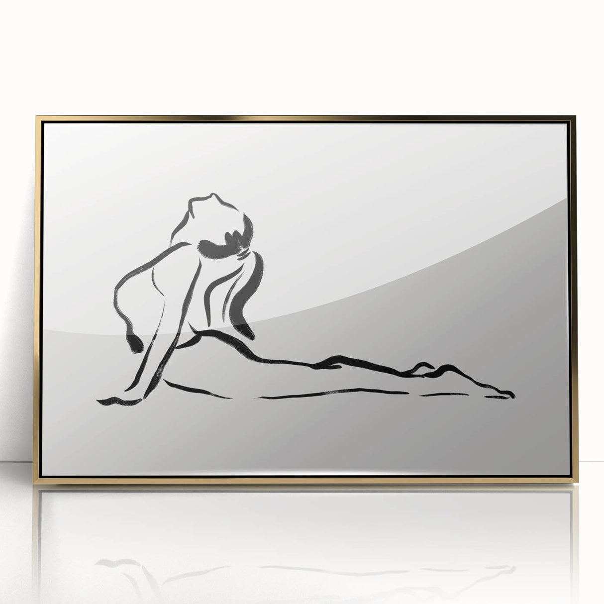 Bohemian Wall Art - Minimalist Line Art Nude in Relaxed Pose Canvas