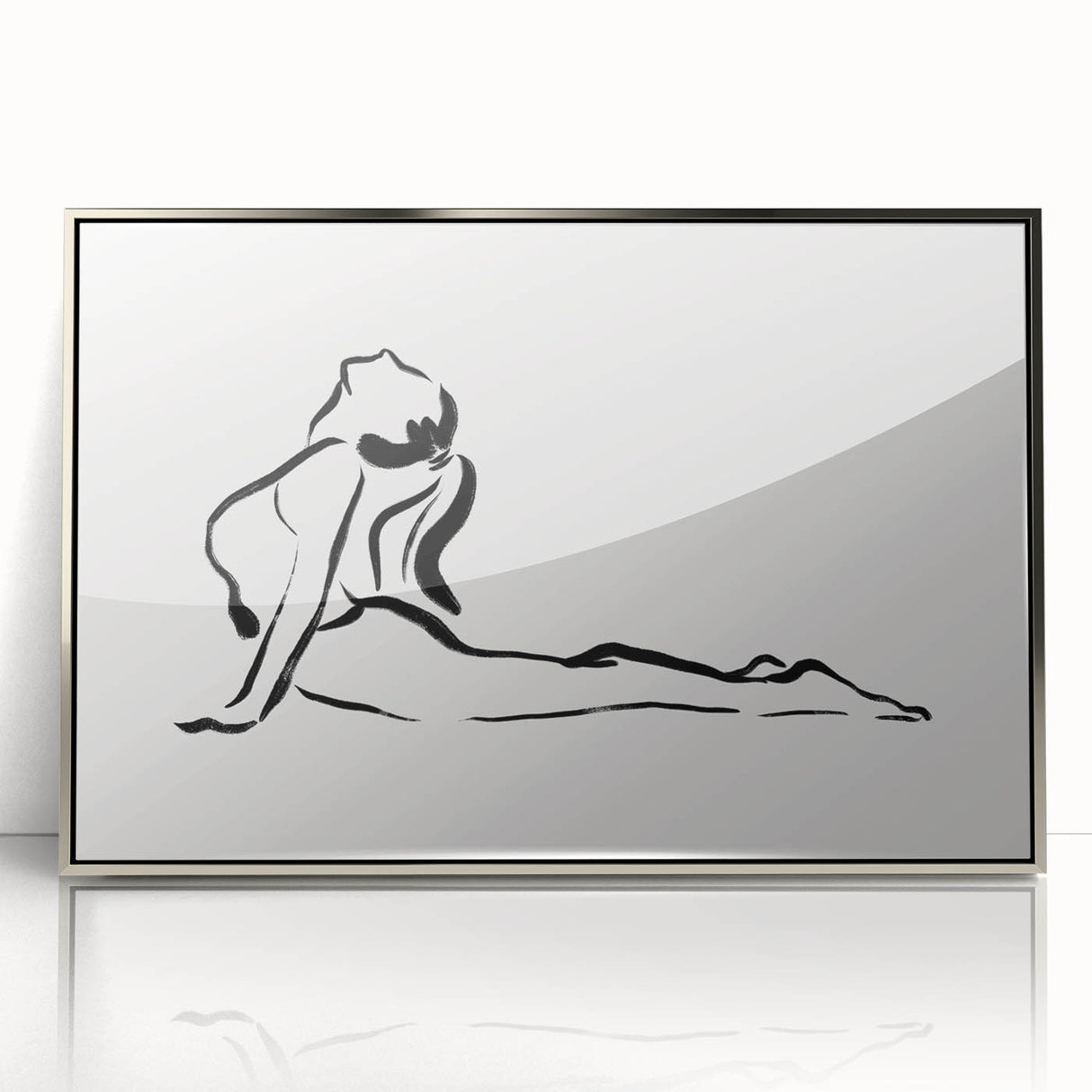Bohemian Wall Art - Minimalist Line Art Nude in Relaxed Pose Canvas