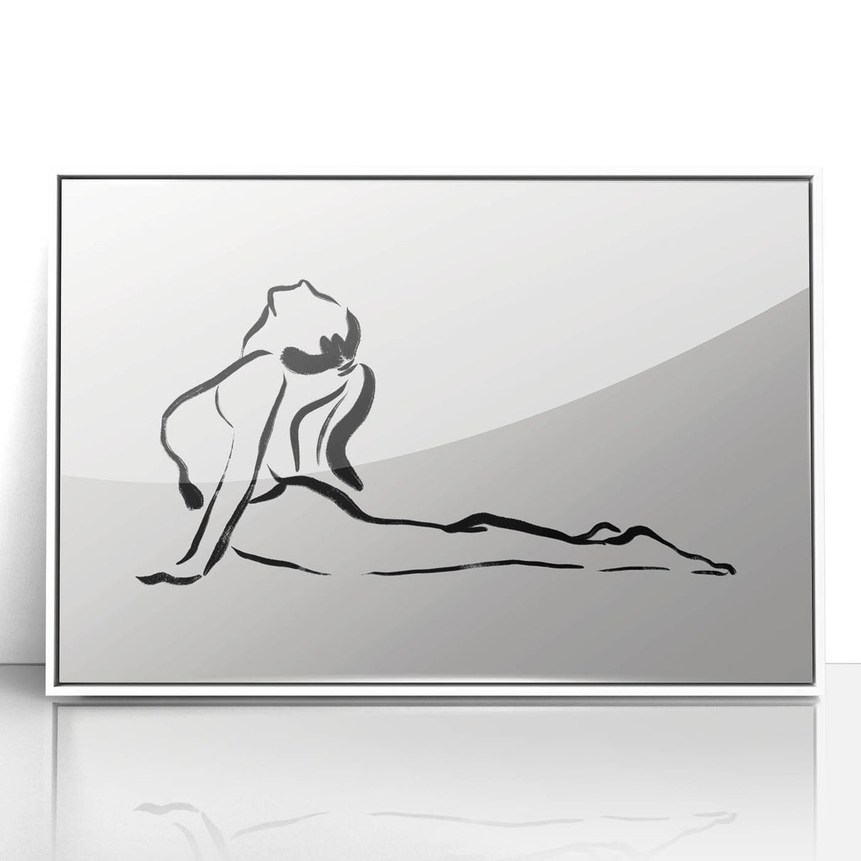 Bohemian Wall Art - Minimalist Line Art Nude in Relaxed Pose Canvas