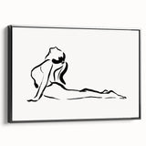 Bohemian Wall Art - Minimalist Line Art Nude in Relaxed Pose Canvas
